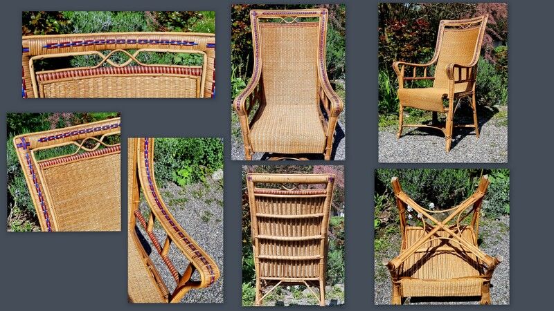 Garden rattan armchair or veranda from the 50s