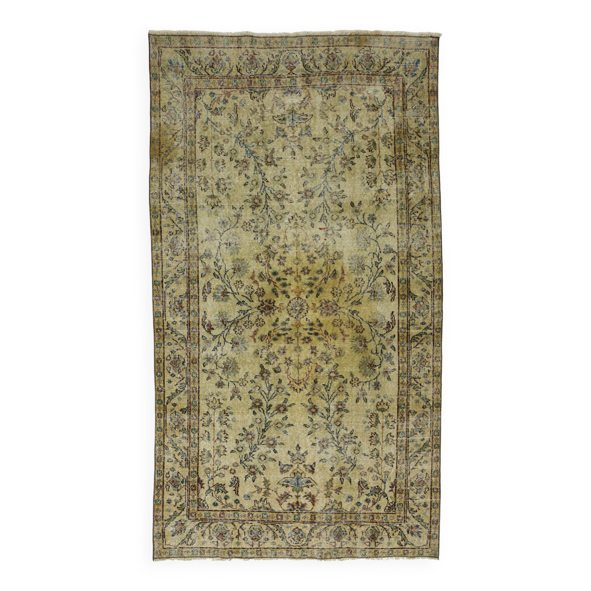 Turkish Anatolian Handmade Vintage Area Rug 237 cm x 135 cm