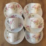 Set de 6 tasses à café anciennes porcelaine striée