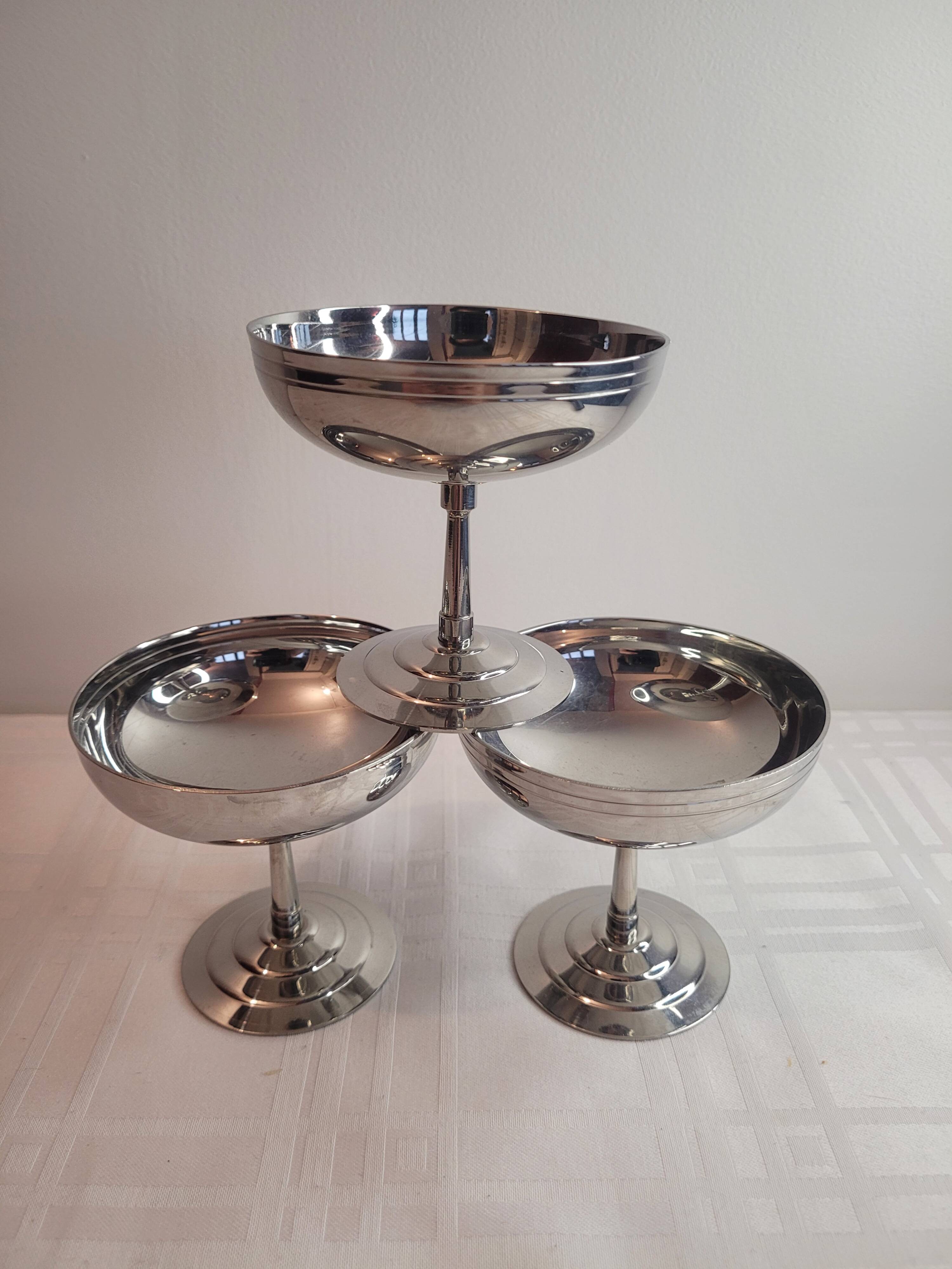 3 stainless steel ice cream cups LETANG REMY