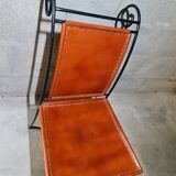 4 leather and wrought iron chairs