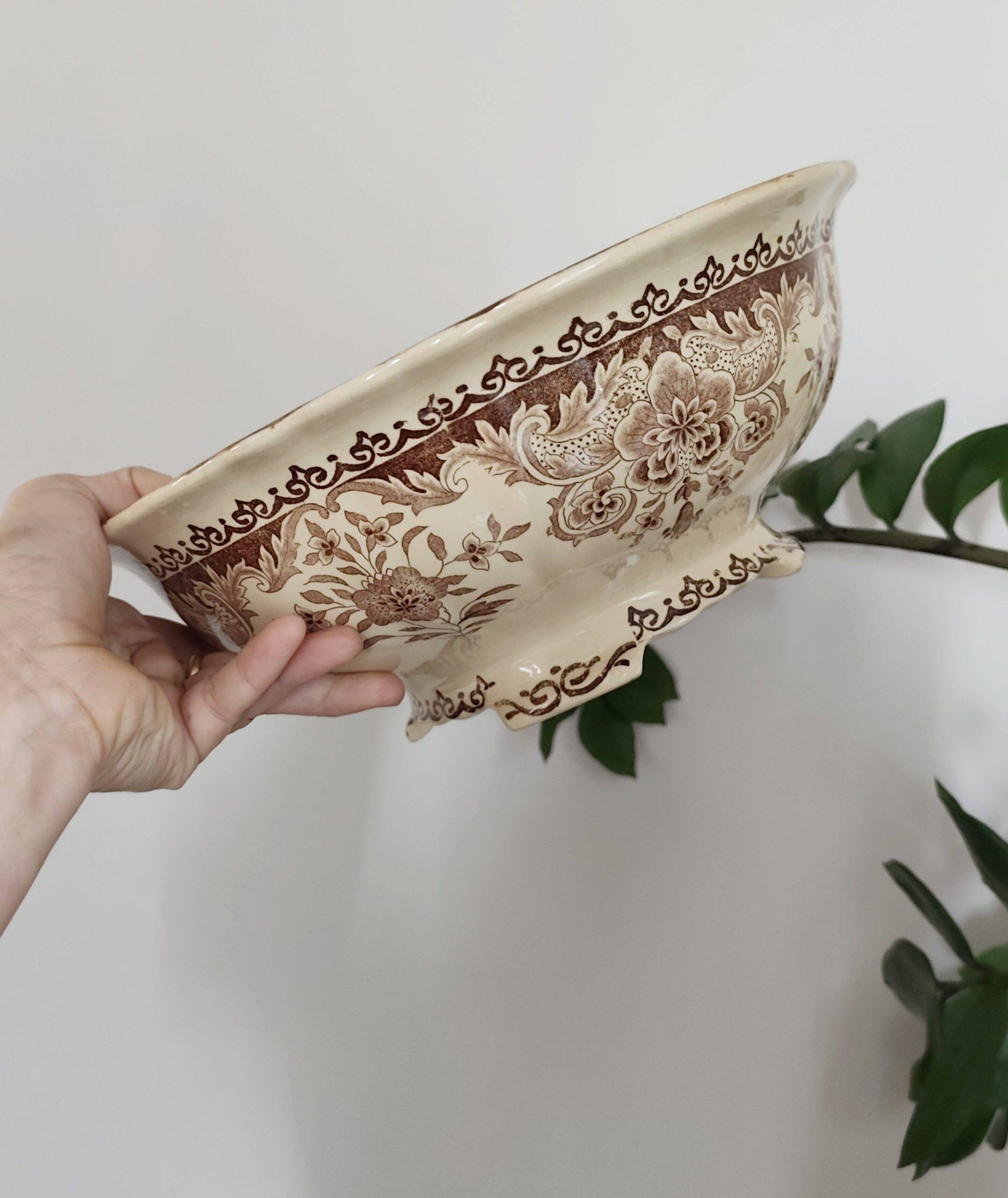 Large antique ironstone salad bowl, BFK Belgium