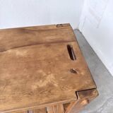 1980 pine wheeled console table