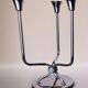 Art deco candlestick in stainless steel, 3 flames and blue stones, Spain, 1970