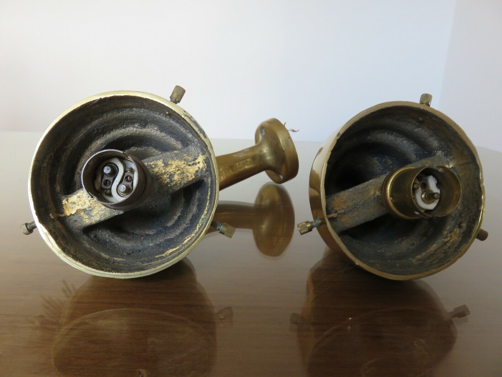 Pair of theater wall sconces in bronze art deco 30s