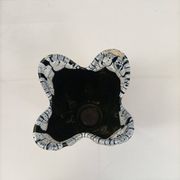 Large black and white glazed ceramic vase - contemporary style 25 cm