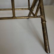 1960 magazine rack faux bamboo in beaten gold iron Italian craftsmanship