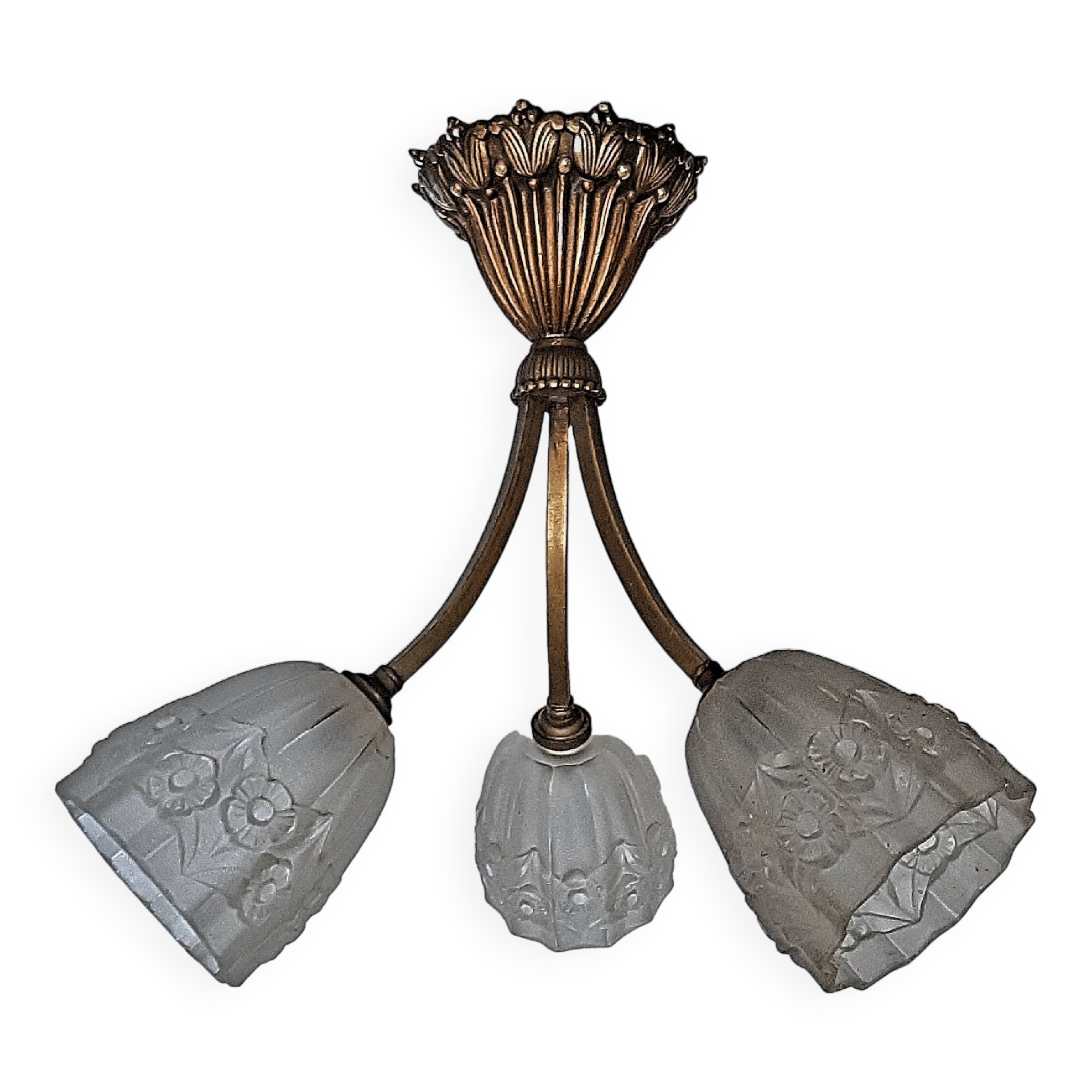 Plafonnier Ancien Français - Lustre Vintage, Luminaire D'époque - Occasion Fonctionnel