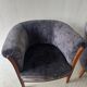 Paire de fauteuils tonneau vintage en velours bleu gris - année 50/60