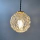 Pair of vintage molded glass round pendant lamps