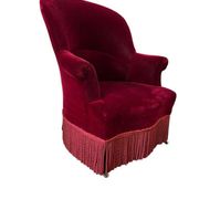 Vintage bordeaux mini armchair / children's chair with fringes