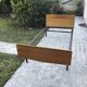 Bed in blond wood and feet 1950 vintage metal - 1 person
