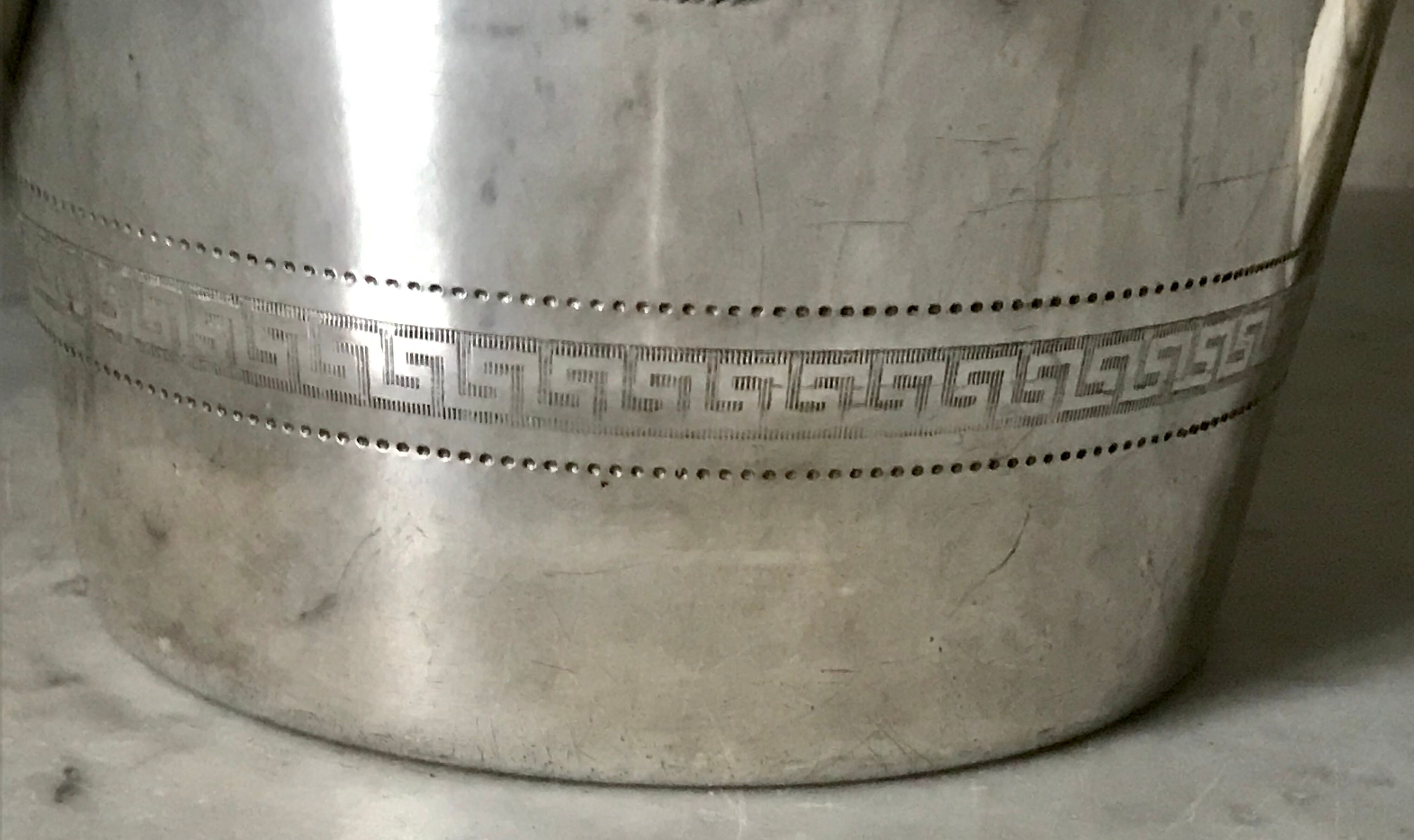 Silver metal champagne bucket