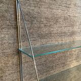 Half-moon design shelf in chromed metal and glass