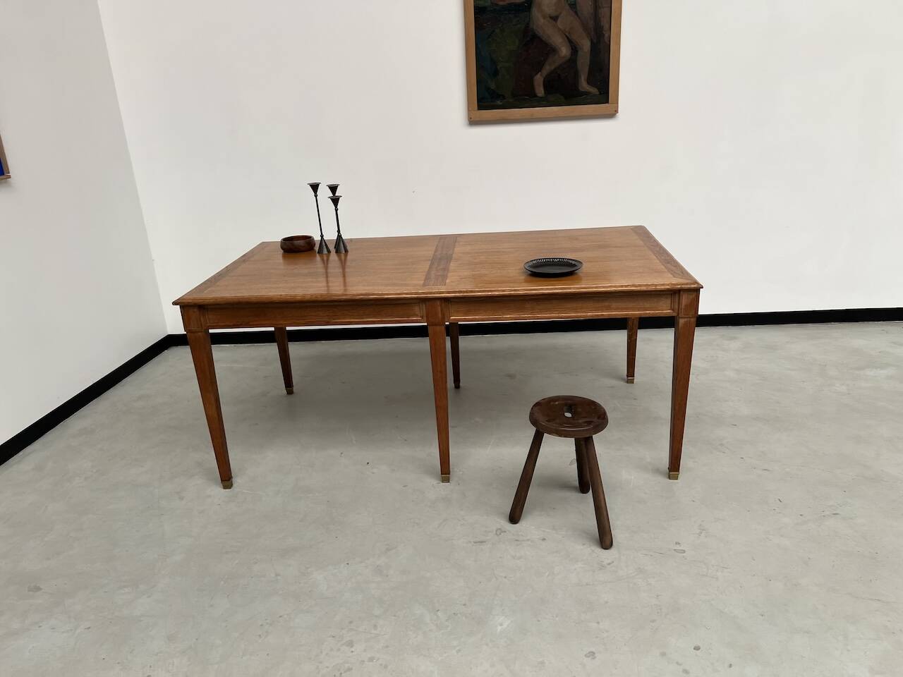 Small old oak farm table with 6 legs