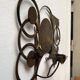 Brutalist mid-century Danish metal wall sculpture and candle holder by Henrik Horst.