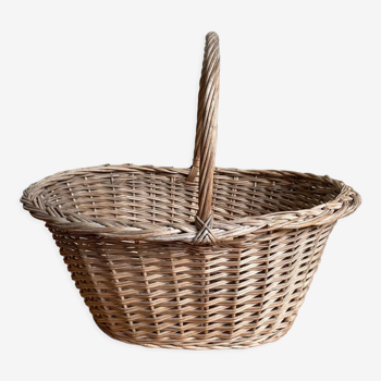 Old wicker basket gray wood