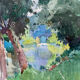 Tableau "Bord de l'Ouche" (Côte d'Or) signé par Auguste Drouot Aquarelle