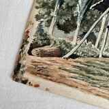 Old watercolor rural landscape dated 1885