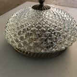 Ceiling lamp silver brass and glass 1950