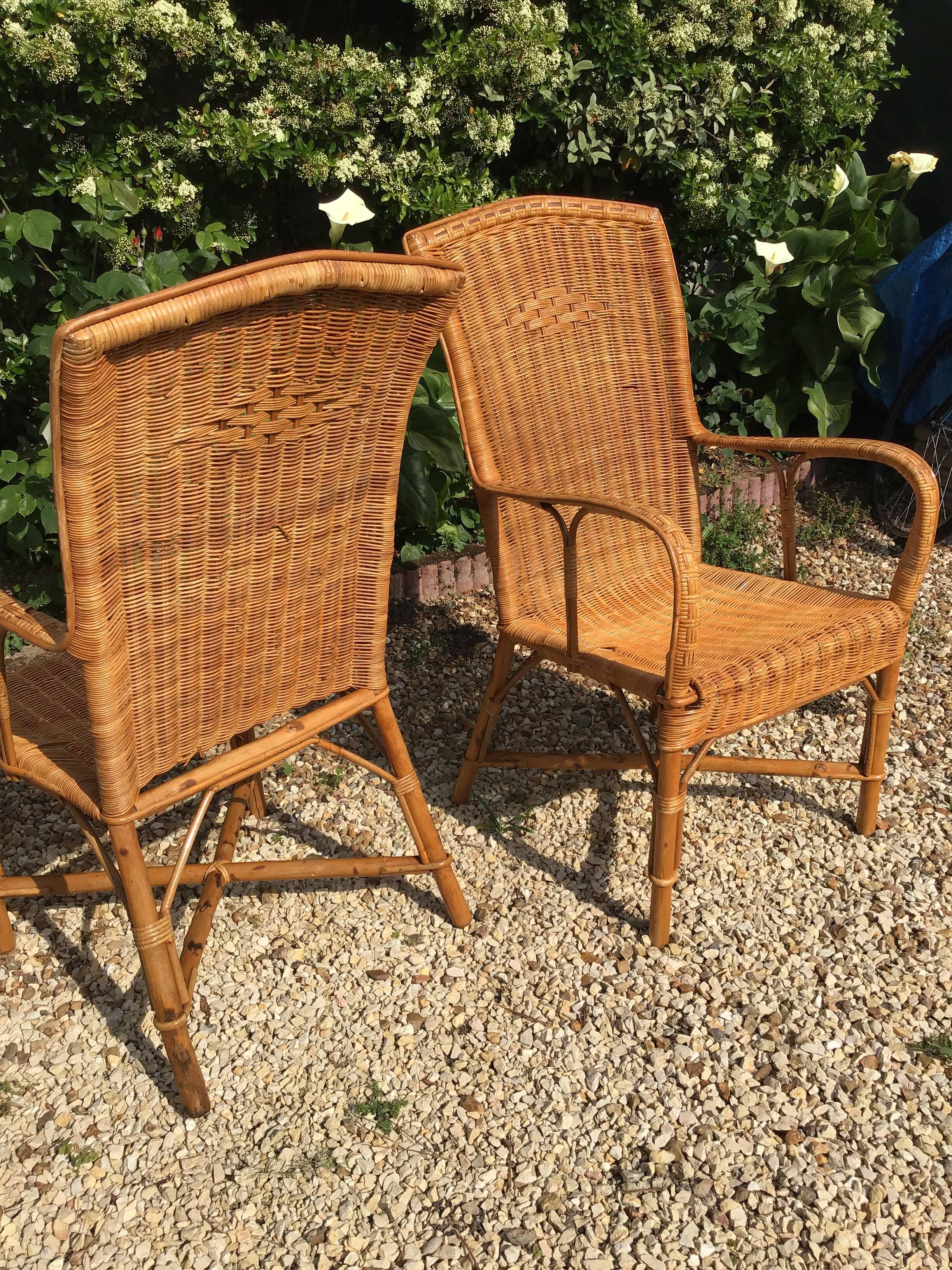 Pair of rattan armchairs