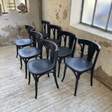 Set of 7 black bistro chairs
