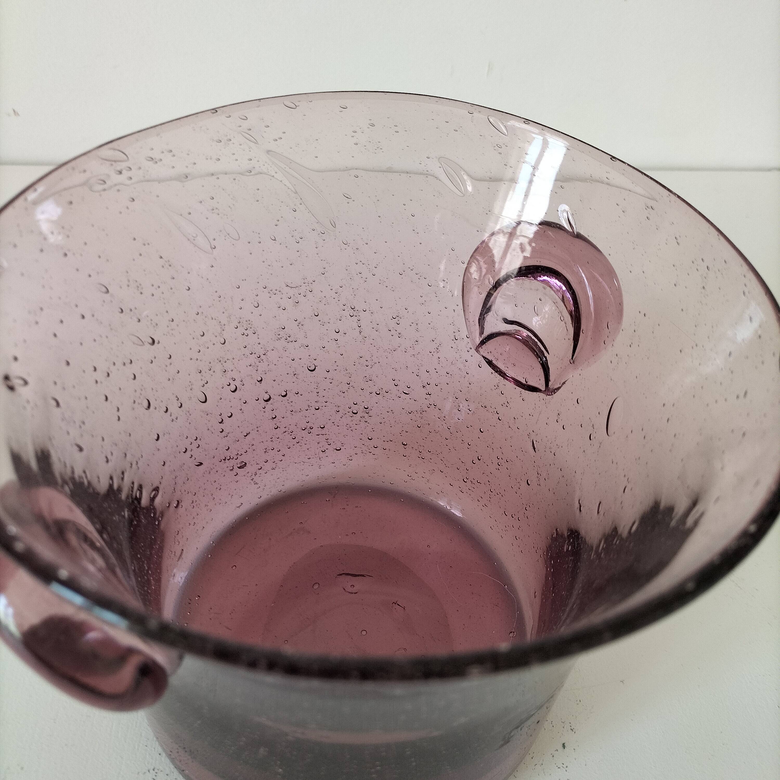 Biot style purple blown glass champagne bucket
