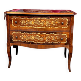 Commode marqueterie, bois massif.