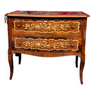 Marquetry, solid wood chest of drawers