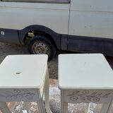 Pair of cream-washed wood stands