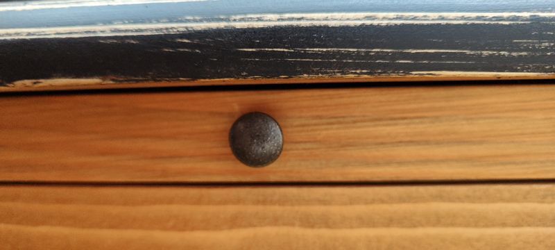 Furniture with drawers waxed pine above black top three tablets furniture of trade