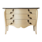 Large cream-coloured Louis XV style chest of drawers.