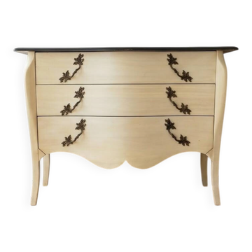 Large cream-coloured Louis XV style chest of drawers.