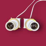 Pair of elegant antique lamp bases in alabaster and gilt brass