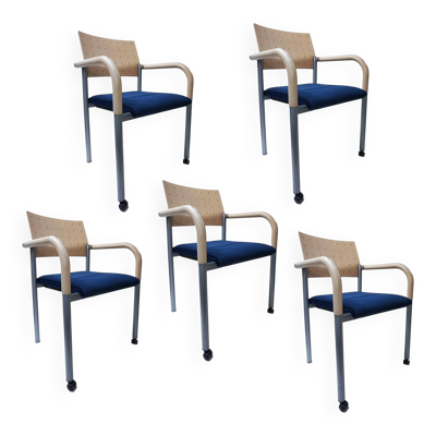Ensemble de 5 chaises de salle à manger ou de conférence par Wiesner Hager et conçues par Arge2.