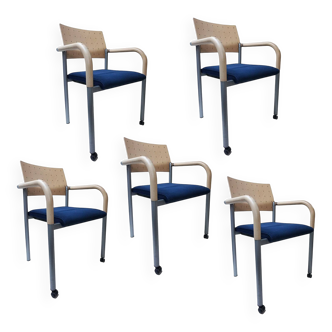 Set of 5 dining or conference chairs by Wiesner Hager and designed by Arge2