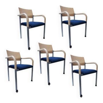Set of 5 dining or conference chairs by Wiesner Hager and designed by Arge2