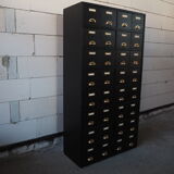 Vintage industrial wooden chest of drawers, apothecary, filling cabinet, 1930s