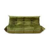 3-seater Togo green velvet sofa designed by Michel Ducaroy 1973