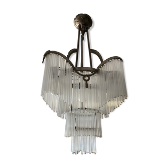 Art deco chandelier silver bronze grapevine