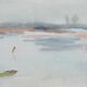 Camille COMBE: Seaside promenade, Original signed watercolor