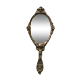 Face à main miroir ancien bronze 12x29cm