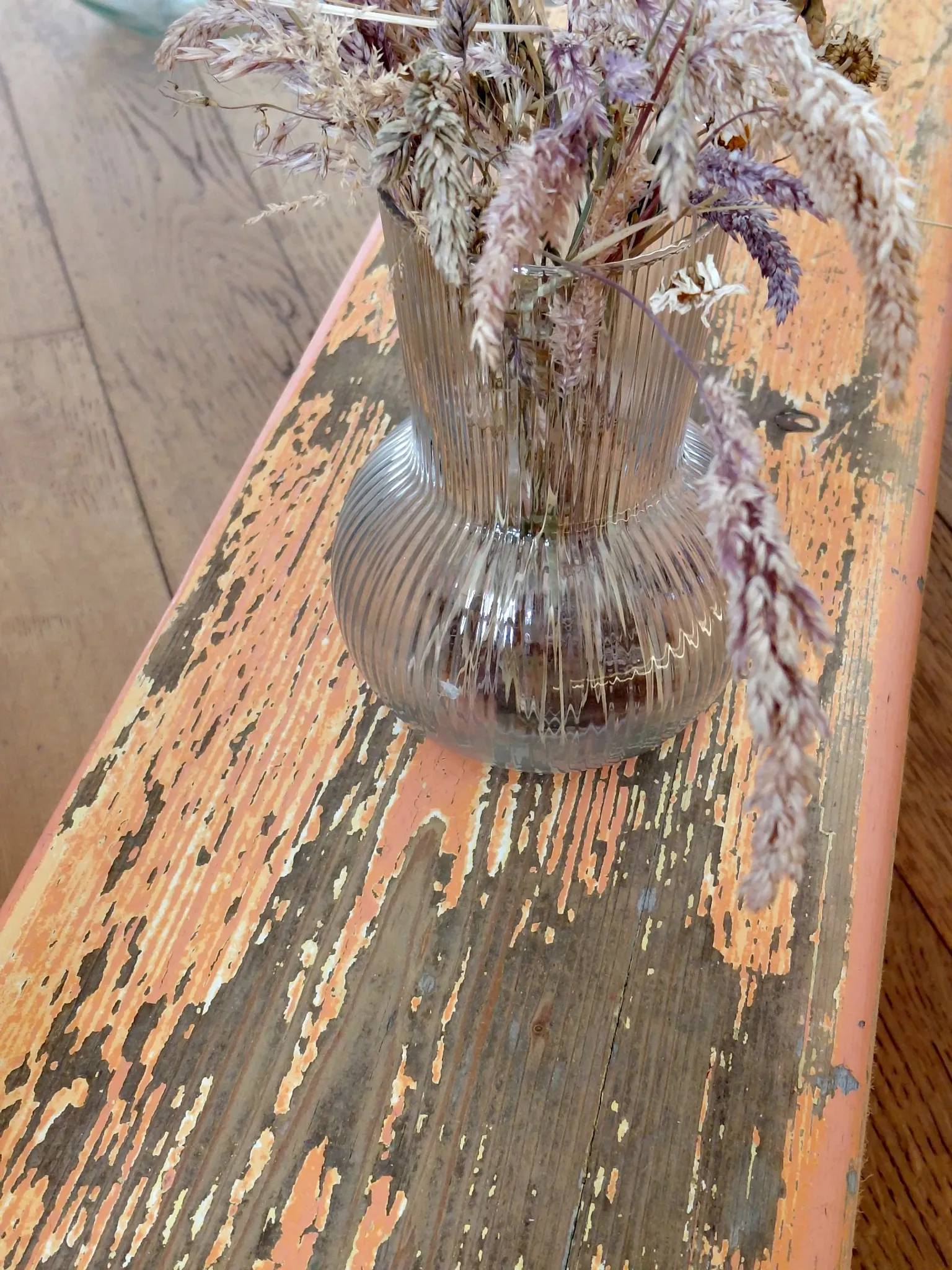 Large antique church bench 268 cm - Unique piece with flaking patina