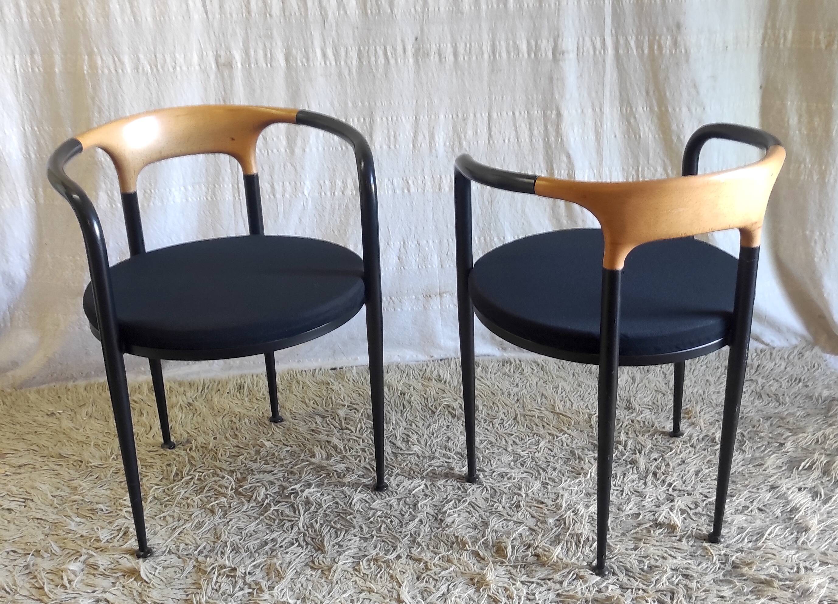 80s metal and wood designer chair