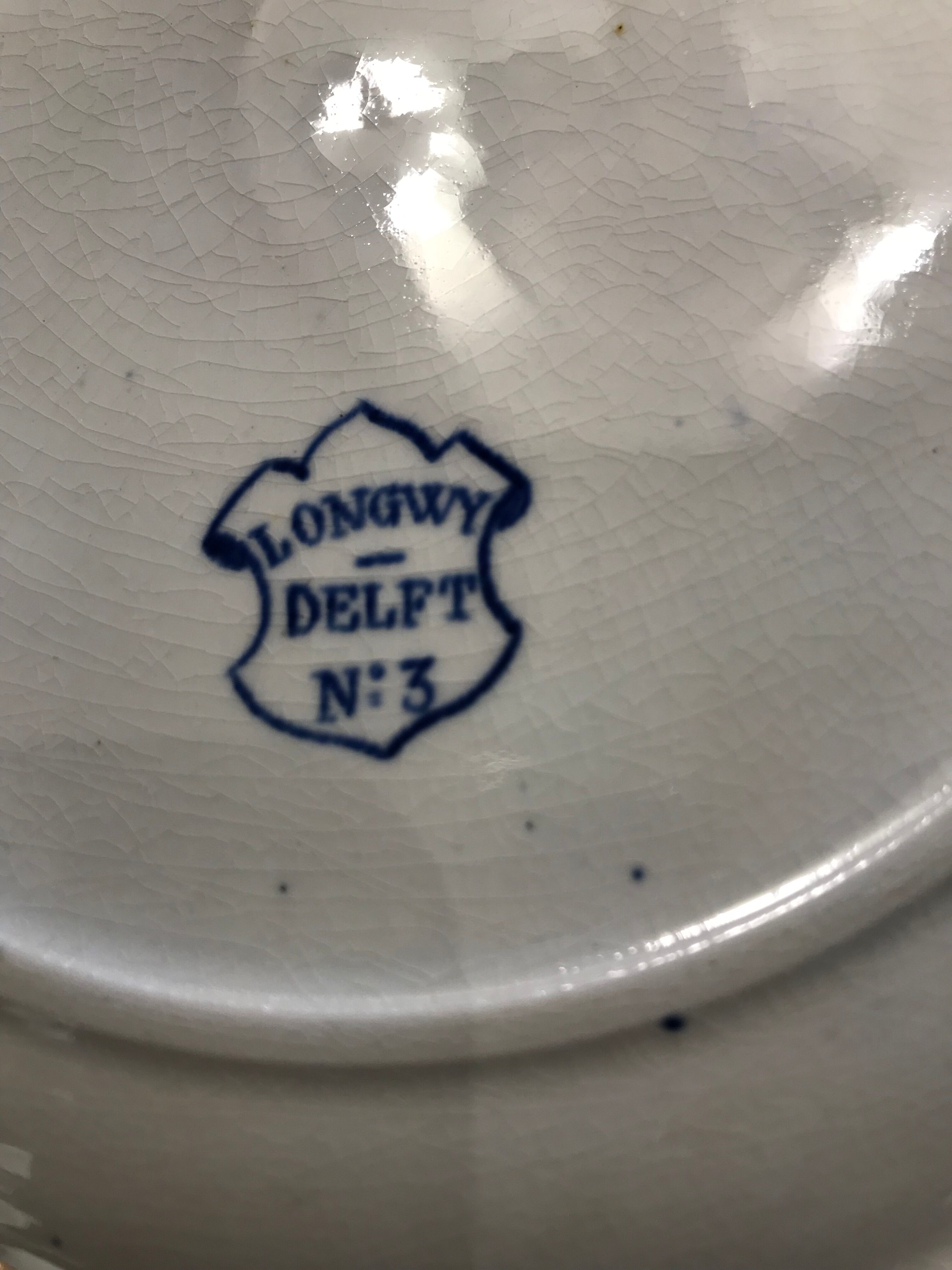 Set of 8 dinner plates blue Longwy