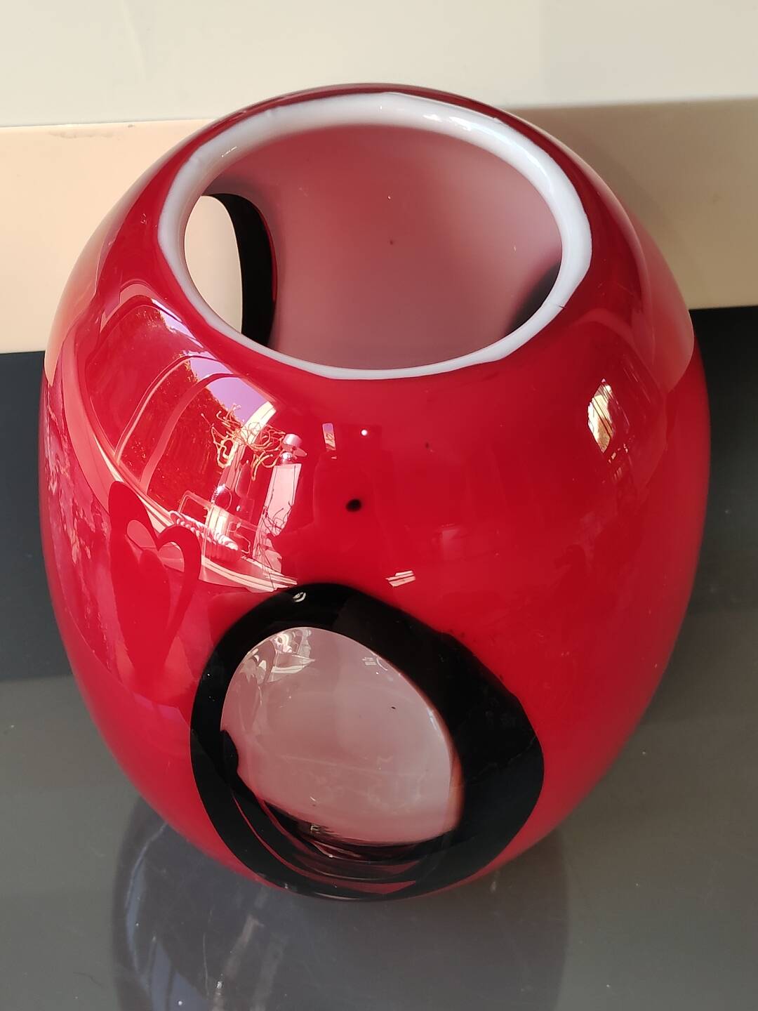 Design Vase/Art Glass Tealight Vase/Dreamlight Mediterrana. 21x15cm