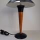 Lampe à poser champignon chrome et bois