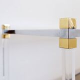 Claustra shelf in plexiglass, smoked glass and brass