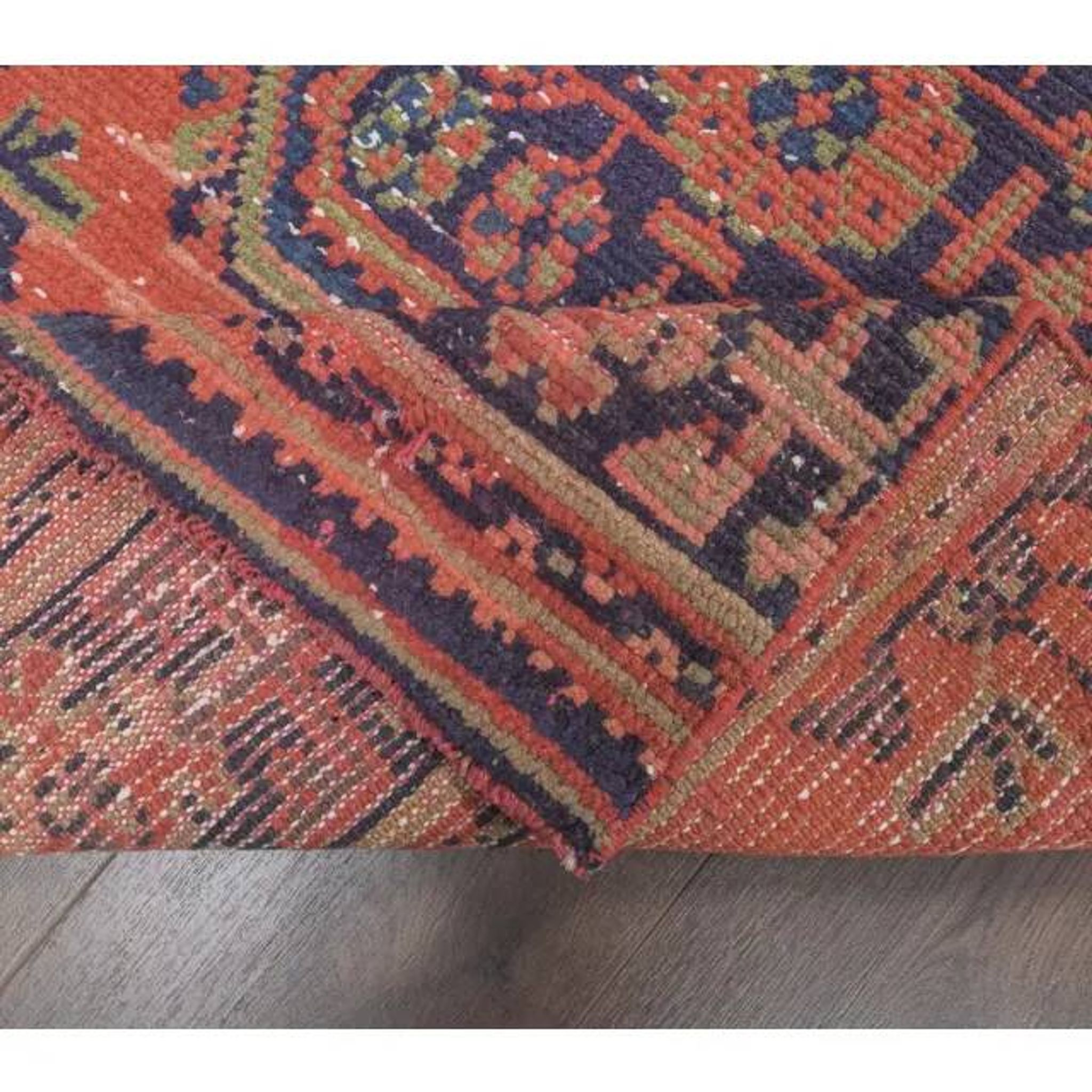 1980s Vintage Turkish Hand-Knotted Floral Runner 82x346
