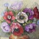 Framed flower painting of anemones